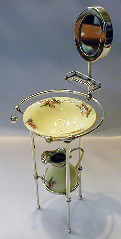 ESCULTURAS EN PLATA - LAVABO DE MANOS EN PLATA Y PORCELANA - 16 CM - Imagen 2