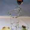 ESCULTURAS EN PLATA - LAVABO DE MANOS EN PLATA Y PORCELANA - 16 CM