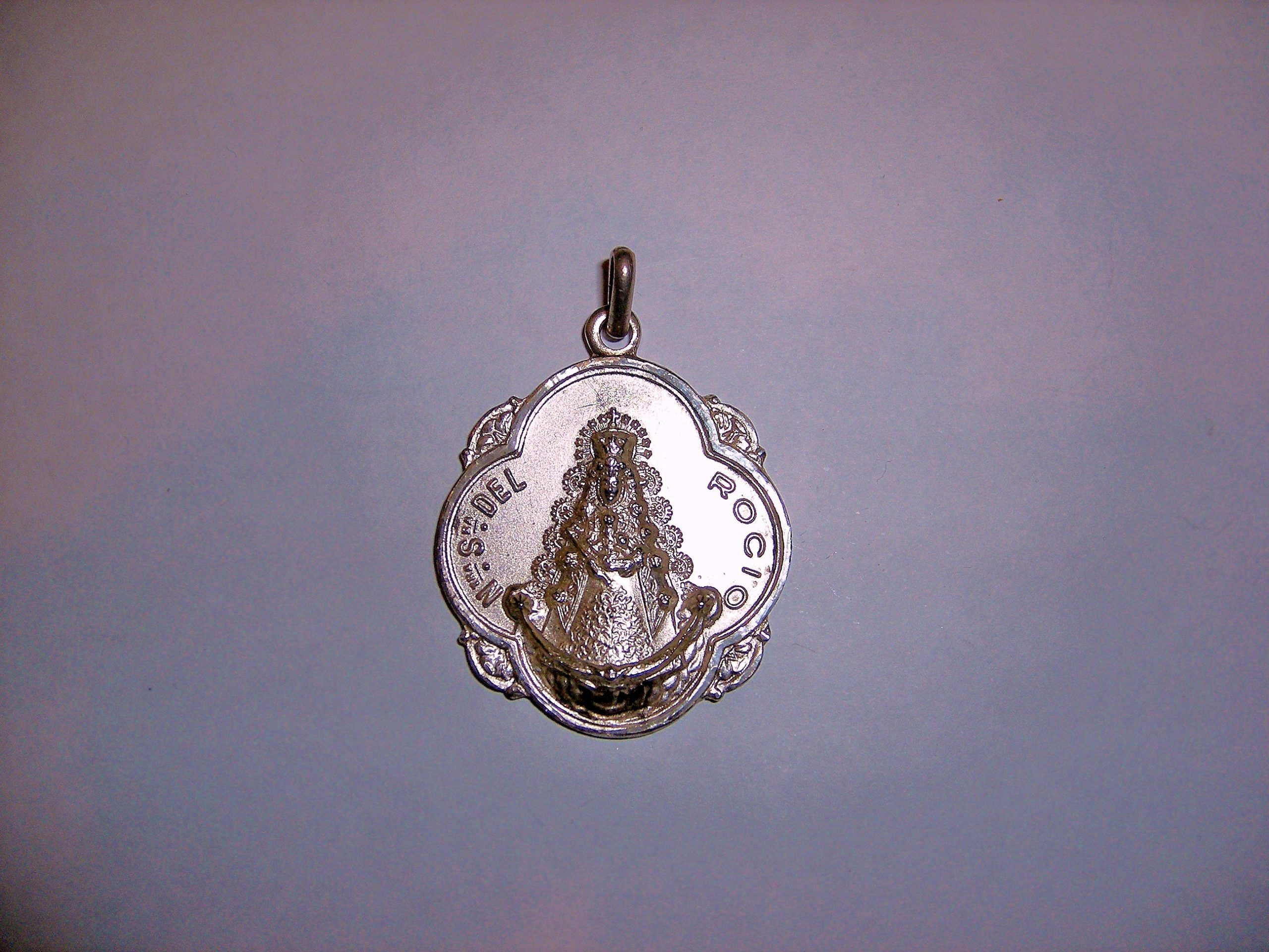 MEDALLA PLATA VIRGEN DEL ROCIO - MODELO PANDERETA