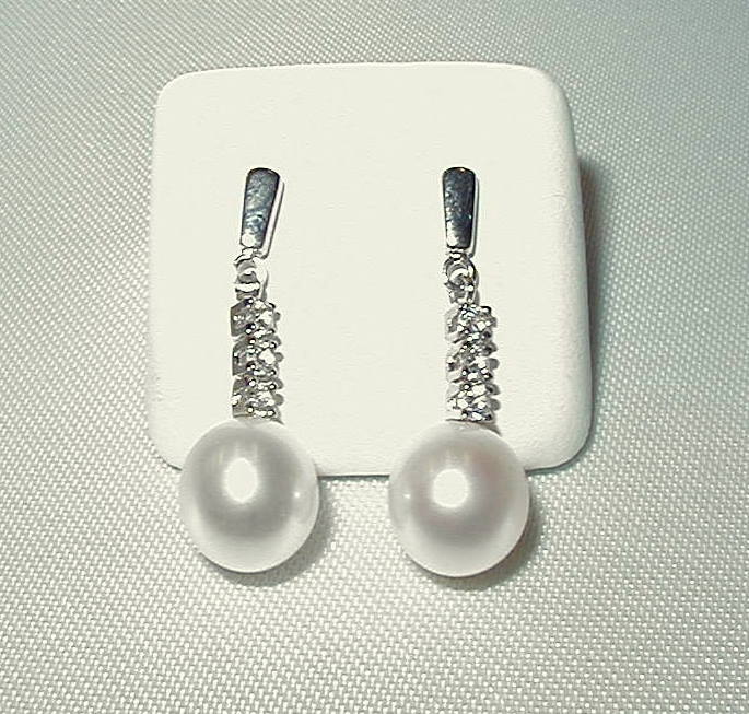 Joyas oro blanco PENDIENTES COLGANTES PERLAS