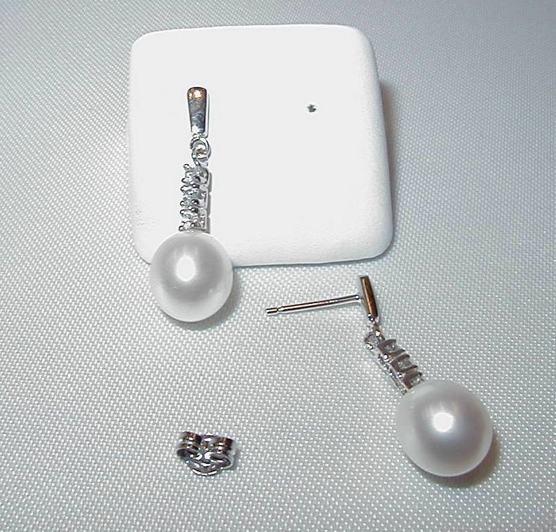 Joyas oro blanco PENDIENTES COLGANTES PERLAS - Image 2