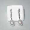 Joyas oro blanco PENDIENTES COLGANTES  PERLAS   CIRCONITAS