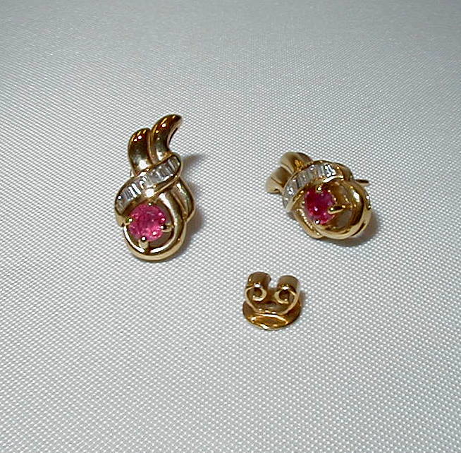 Joyas oro ley ARETES DIAMANTES, BAGUETTES RUBIES - Imagen 2