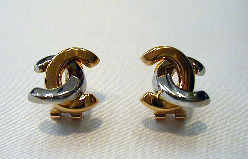 Joya-oro-ARETES BICOLOR MOD. ENLACE