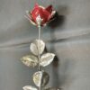 ROSA GRANDE ABIERTA , EN PLATA DE LEY ,ESMALTADA EN ROJO DE 48CM.